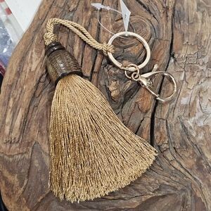 Tassel from INDIA Key Chain Purse Charm New Ekegant Gold & Brown